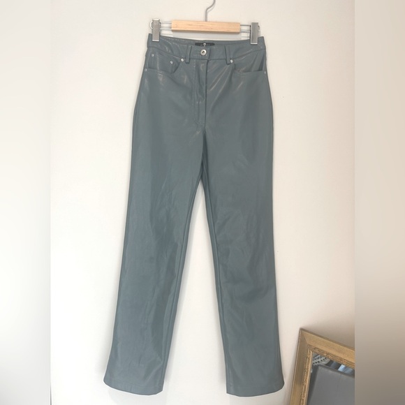 7 For All Mankind Straight Leg High Waisted Vegan Leather Pants size XS - Picture 7 of 13